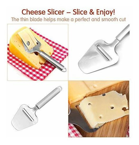 Juego De 4 Cuchillos De Queso Para Pizza De Acero Inoxidable