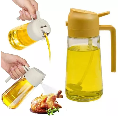 Pulverizador de aceite para cocinar, paquete de 2, pulverizador de aceite  de oliva, botella de vidrio segura para alimentos, tapa superior a prueba  de