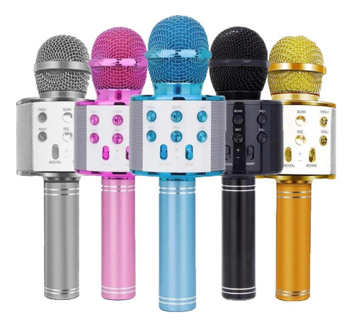 Microfone Karaoke Sem Fio Microfone Bluetooth - Prata