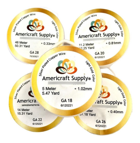 Kit 5 Alambres Americraft 28,26,22,20 Y 18 Para Bisuteria