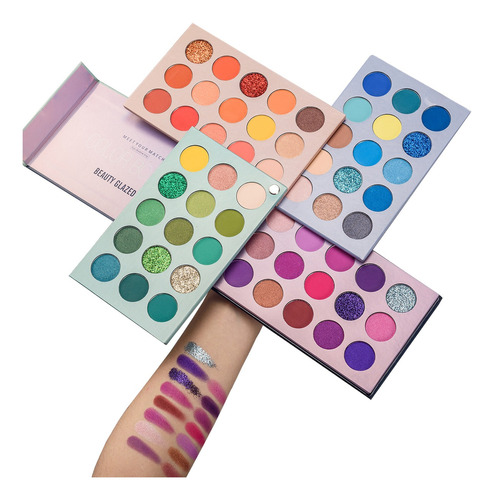 Paleta De Sombras De Ojos, 4 En 1, 60 Colores Metálicos, Mat