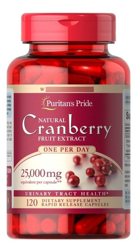 Imagen 1 de 6 de Cranberry Arándano 25.000mg 120 Unid Vias Urinarias Puritans