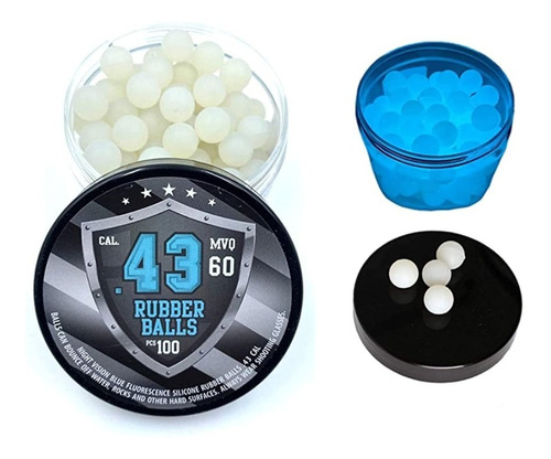 Pelotas Goma .43 Fluorecentes 100pz Azul Paintball Xtr P