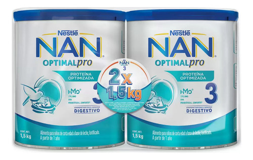 Nestle Nan Optipro 3, Fórmula Para Bebé 2 Latas D 1.5 Kg C/u