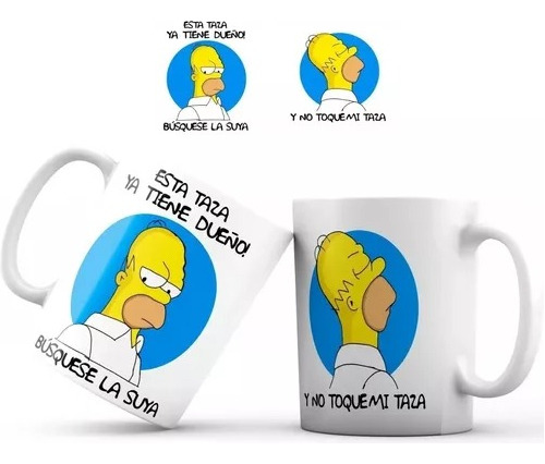 Mug Pocillo No Toques Mi Taza Homero Simpsons + Caja Indiv