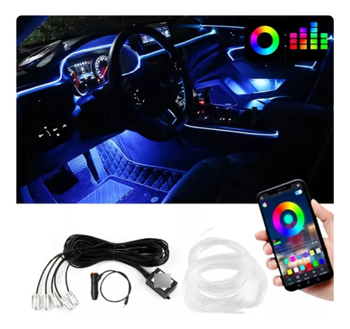 Hilo Led Rgb Bluetooth P/ Carro,iluminacion Interior Led Ic