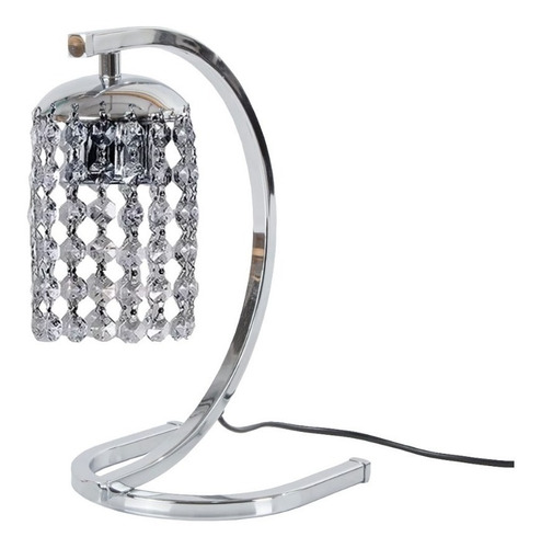 Lampara Velador Lyon Cc Led Cromo Cristal Cairel Moderno