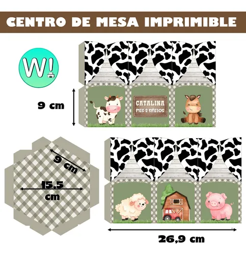 Caja Hexagonal Imprimible Animales De La Granja