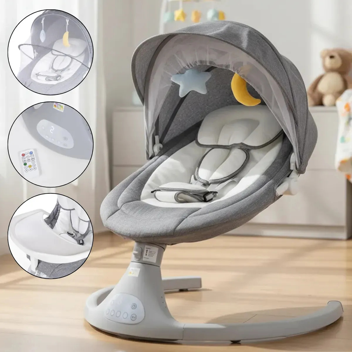 Cadeira Premium De Descanso Ninar Elétrica Baby Style Bliss