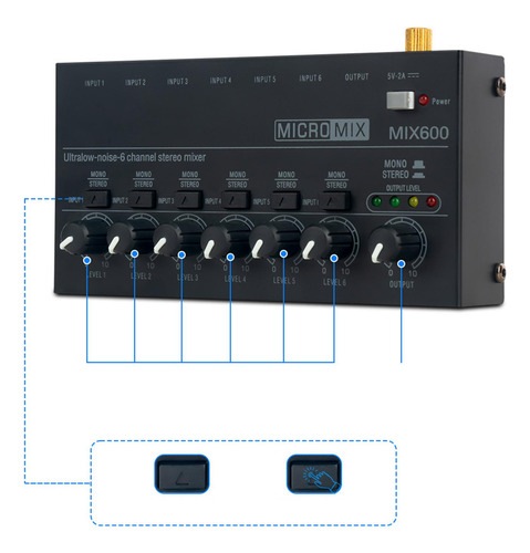 Mezclador De Audio De 6 Canales Consola De Mezcla De Sonido