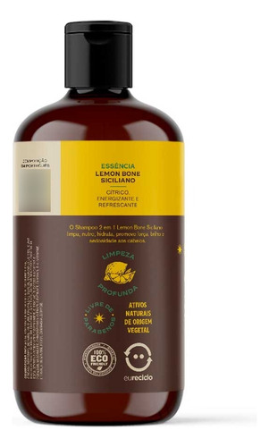 Shampoo Masculino Para Cabelo 2 Em 1 Lemon Bone Don Alcides