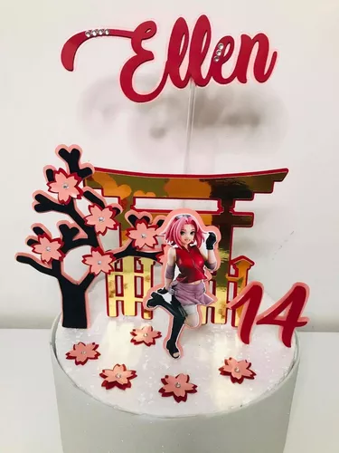 Topo De Bolo Personalizado Aniversário Sakura Naruto