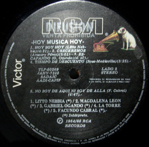 Varios - Hoy Musica - Nebbia / Fontova / La Torre - Lp 1985