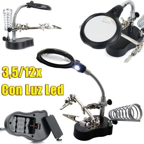 Imagen 4 de 6 de Lupa De Mesa Con Doble Brazo 65 Mm Led Matisse