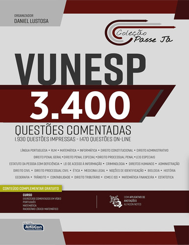 Passe Já  Vunesp  3.400 Questões, De Daniel Lustosa. Editora Alfacon, Capa Mole Em Português