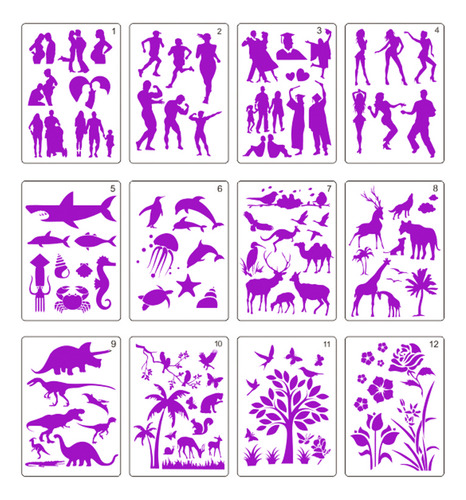 Juego De Plantillas De Dibujo De 12 Piezas Con Estampado De
