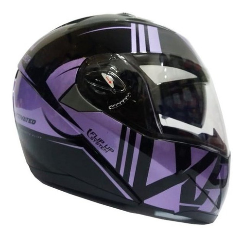 Casco Moto Abatible Ghb 158 Xecuro Negro Morado Brillante