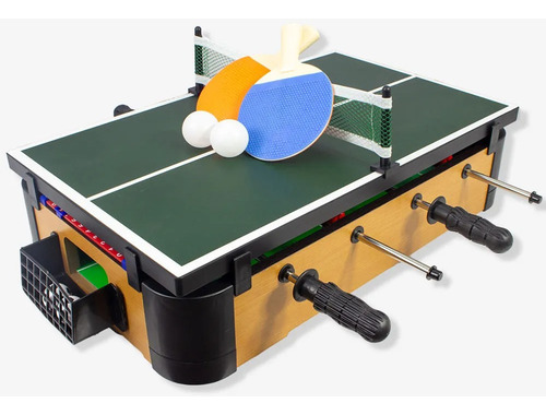Jogo 3 Em 1 Pebolim Totó Ping-pong Hockey De Mesa 59x30cm Zc Mesa De Pebolim Verde