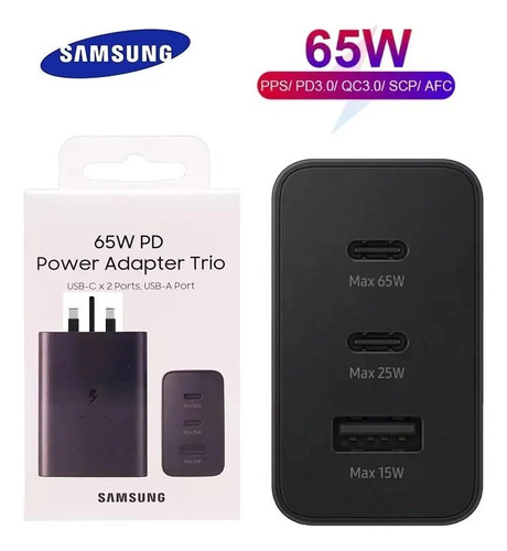 Taco De Carga Rapida 3 En 1 Samsung 65w Mas Potente Cod 1337