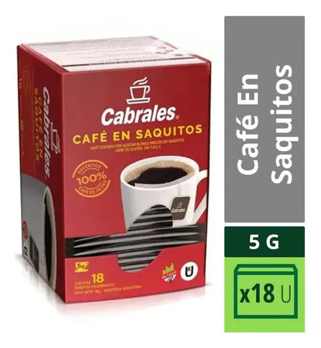 Cafe En Saquitos Cabrales Libre De Gluten Sin Tacc X 18 Pack