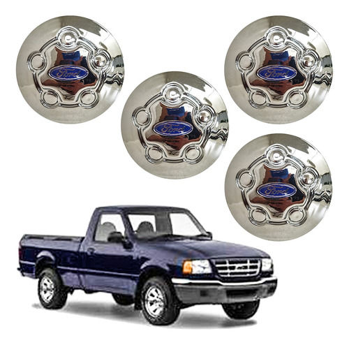 4 Tapas De Rin Ford Ranger Modelo 2000-2004 Cromadas Planas