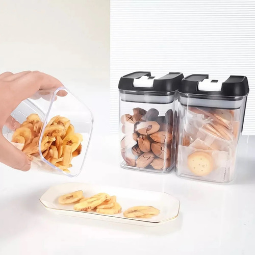 Set X6 Contenedores Herméticos Cocina Plástico Frascos Contenedores Para Alimentos Secos Envases Bpa Free Tapa Cierre Seguro Envases Organización Despensa Almacenaje Cereales Legumbres Azúcar Harina