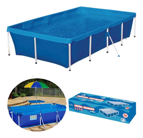 Piscina 3000 Lts Retangular Ferro Estruturada Standard Mor