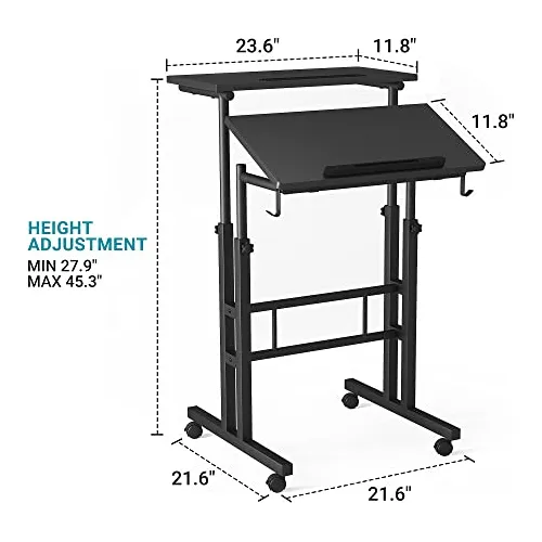 Mobile Standing Desk With Cup Holder, Stand Up Desk, ...