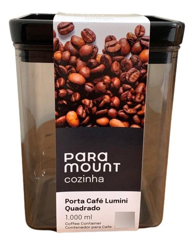 Pote De Café Hermético Quadrado 1000ml Fumê Lumini Empilháve