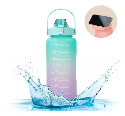 Botella de agua Squeeze Academia School, antifugas, 2 litros, color azul  con lila
