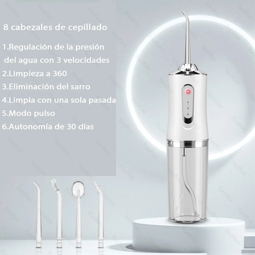 Irrigador Bucal Limpiador De Dientes Recargable 8 Puntas