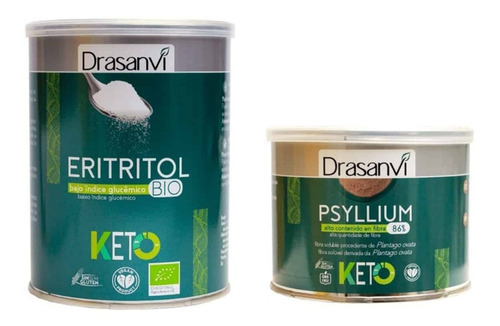 Eritritol 500 Gr + Psyllium 200gr Pack Keto Vegano 