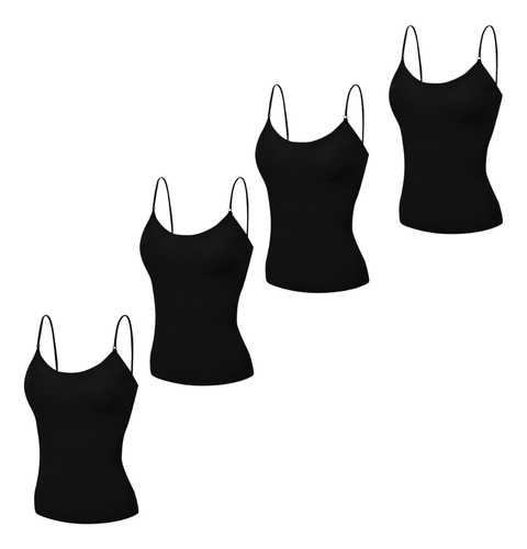 4 Pack Blusas Top De Tirantes Licra Basico Para Mujer.