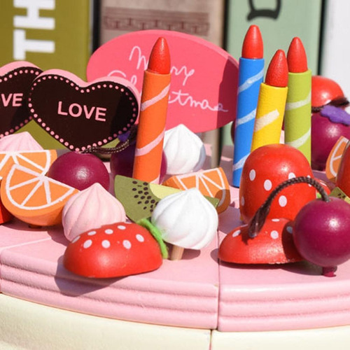 Comida Simulada Para Niños, Tarta Cortada En Madera Para Fie