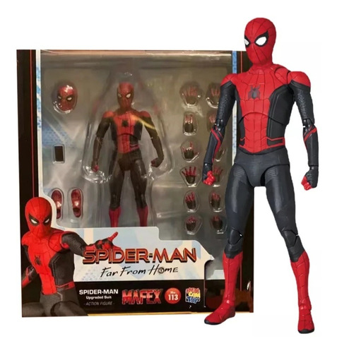 Figura Spiderman Far From Home Mafex 113  Con Imanes De 15 