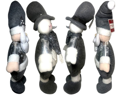 Kit Luxo Prata Decoração Natal : Papai Noel + Boneco De Neve