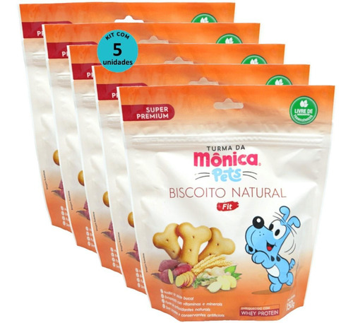 Biscoito Natural Fit 150g Cães Turma Da Mônica Kit Com 5