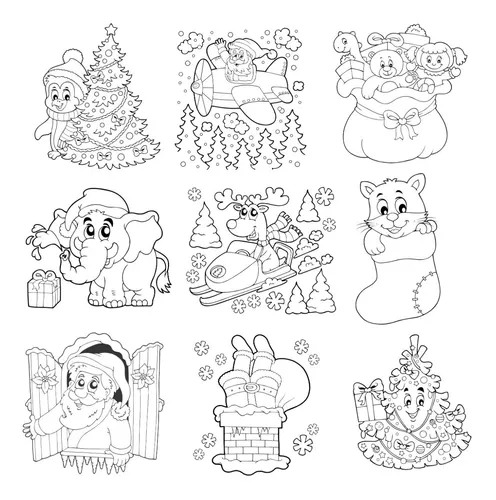 50 Desenhos para colorir De Natal Papai Noel - em folha A4