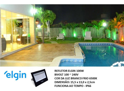 Kit Com 8 Refletores Elgin 100w 6500k Cor Da Luz Branco Frio