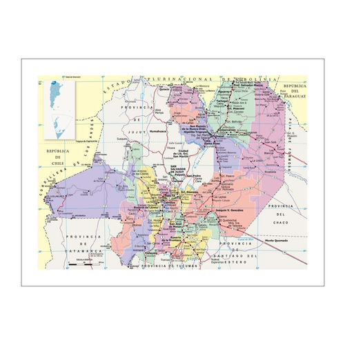 Lamina Fine Art Mapa Politico Salta 39x50 M Y C