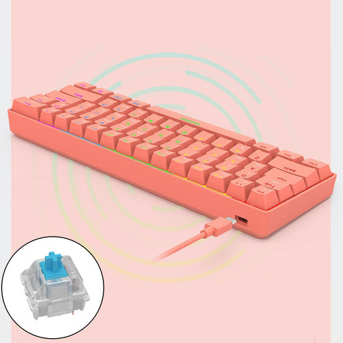 Teclado Mecánico Compacto Rgb Led Inalámbrico Rosa A