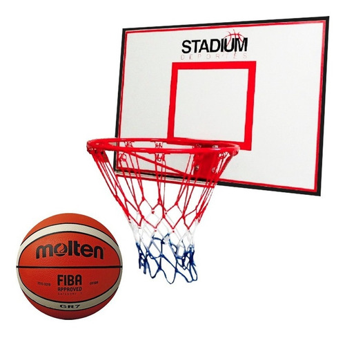 Imagen 1 de 4 de Combo Tablero Y Aro De Basquet Con Pelota Molten Gr7