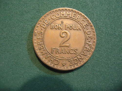 Moneda De Francia 2 F 1922 Comercio Industria