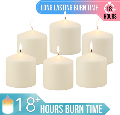 Velas De Pilar Altas Sin Aroma, 3 X 6 Pulgadas, Color Blanco