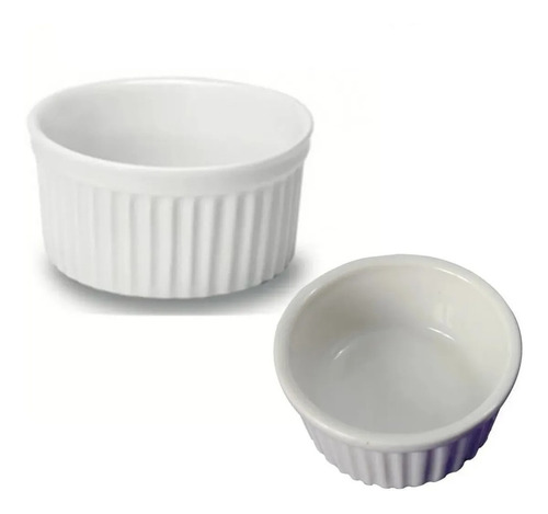 Kit 12 Ramequim De Porcelana 100ml Pequeno Muffins Bolo Cor Branco