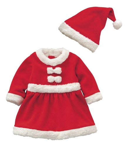 Set De Disfraz De Papá Noel Para Niñas, Tamaño 90 Cm, Cospla