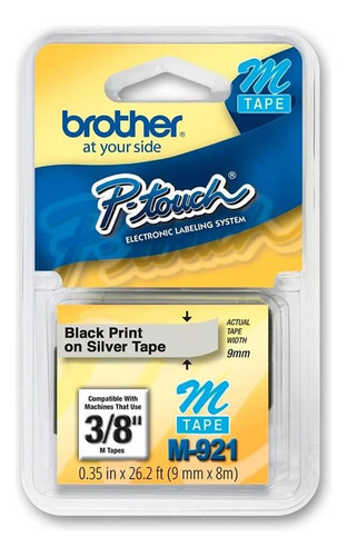 Fita Brother M-921 9mm Preto/prata Cor Prateado