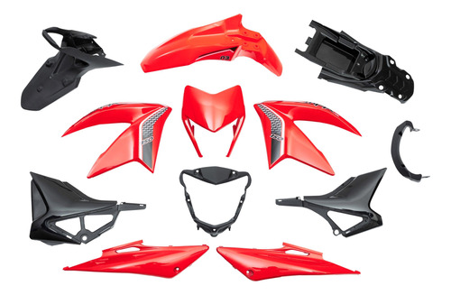 Kit De Plasticos Completo Corven Triax R3 150/200 Rojo Mtc