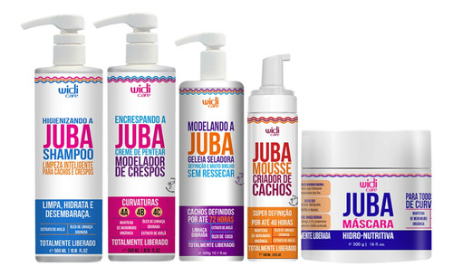 Kit Widi Care Juba Shampoo Encrespando Geleia Mousse Mascara