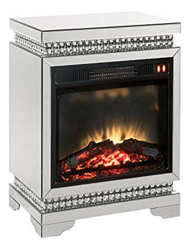 Chimenea Eléctrica Acme Lotus Con Espejo Y Cristales De Hiel